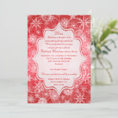 レッドホワイトスノーフレークスホリデーパーティー招待状 招待状 (スタンド正面)