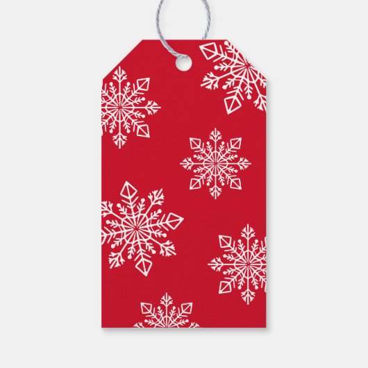 レッドホワイトスノーフレーク会社のロゴメリークリスマス ギフトタグ (裏面)