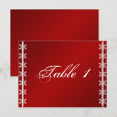 レッドホワイトスノーフレーク冬のウェディングテーブル番号 ポストカード (正面/裏面)