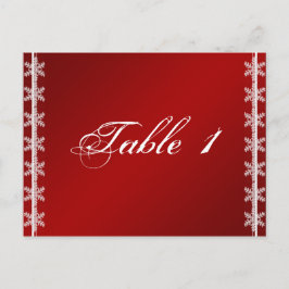 レッドホワイトスノーフレーク冬のウェディングテーブル番号 ポストカード