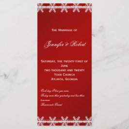 レッドホワイトスノーフレーク冬の結婚式プログラム プログラム