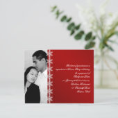 レッドホワイトスノーフレーク冬の結婚式婚約 招待状 (スタンド正面)