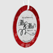 レッドホワイトスノーフレーク初めてのクリスマス新婚 オーナメント (正面)