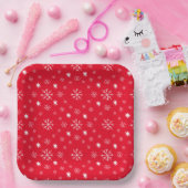 レッドホワイトスノーフレーク紙プレート ペーパープレート (パーティー)