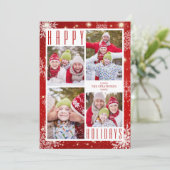 レッドホワイトスノーフレークHAPPY HOLIDAYS 4写真 シーズンカード (スタンド正面)