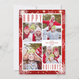 レッドホワイトスノーフレークHAPPY HOLIDAYS 4写真 シーズンカード