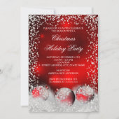 レッドホワイトスノーボーブルクリスマスホリデーパーティー 招待状 (正面)
