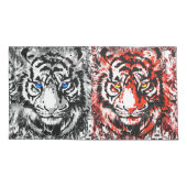 レッドホワイトタイガー顔 – タイガーアイズピラローケース 枕カバー (裏面)