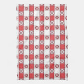 レッドホワイトタブレクロイタリアンスプリント キッチンタオル (縦)