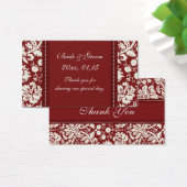 レッドホワイトダマスクウェディングメッセージカード (デスク)