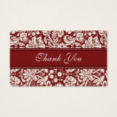 レッドホワイトダマスクウェディングメッセージカード (裏面)