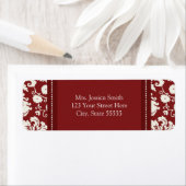 レッドホワイトダマスクカスタム差出人住所ラベル ラベル (インサイチュ)