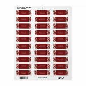 レッドホワイトダマスクカスタム差出人住所ラベル ラベル (フルシート)