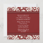 レッドホワイトダマスクリハーサルディナーパーティー 招待状 (裏面)