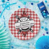 レッドホワイトチェックバーベキュークックアウトファミリー懇親会 ペーパープレート (パーティー)