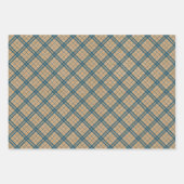 レッドホワイトティール(緑がかった色)ブルーギンガムオンクラフトカラー ラッピングペーパーシート (正面3)