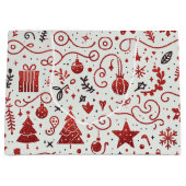 レッドホワイトデコレーションホリデー抱き枕 ラージペーパーバッグ (正面)