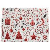 レッドホワイトデコレーションホリデー抱き枕 ラージペーパーバッグ (裏面)