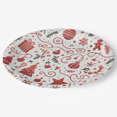 レッドホワイトデパティックホリデー紙プレート ペーパープレート (アングル)