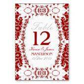 レッドホワイトトライバルろうけつ染めレーステーブル番号カード テーブルナンバー (裏面)