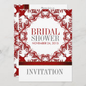 レッドホワイトドーヴろうけつ染めブライダルシャワーパーティーインビタティ 招待状 (正面/裏面)
