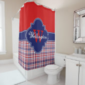レッドホワイトネイビーブルーマドラスプレイド1ICBリボン名 シャワーカーテン (インサイチュ)