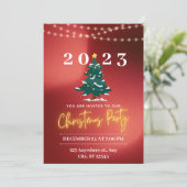 レッドホワイトネオンモダンクリスマスパーティの招待状 シーズンカード (スタンド正面)