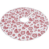 レッドホワイトノルディック鳥球クリスマス ブラッシュドポリエステルツリースカート (アングル)