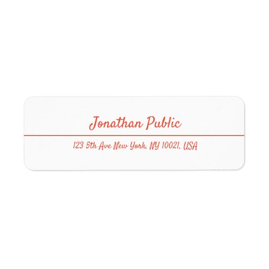 レッドホワイトハンドスクリプトテンプレートクリスマスリターン ラベル (正面)