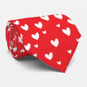 レッドホワイトハートバレンタインデー ネクタイ (ロール)