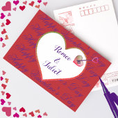 レッドホワイトハートラブエレガントバモダンレンティネスの日 シーズンポストカード