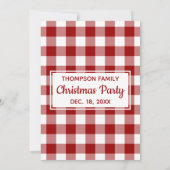 レッドホワイトバッファローチェッククリスマスパーティー 招待状 (裏面)