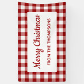 レッドホワイトバッファローチェッククリスマスパーティー 横断幕 (縦)