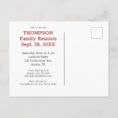 レッドホワイトバッファローチェック名ファミリー懇親会パーティー インビテーションポストカード (裏面)