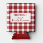 レッドホワイトバッファローチェック名前をカスタムするファミリー懇親会 缶クーラー (正面)