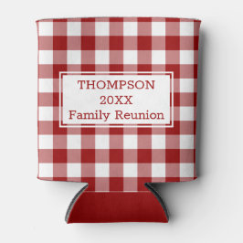 レッドホワイトバッファローチェック名前をカスタムするファミリー懇親会 缶クーラー