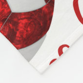 レッドホワイトバレーボールコートhappy placeタイポグラフィ フリースブランケット (角)