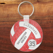 レッドホワイトバレーボールバッグラベルwプレーヤーチーム名 キーホルダー (正面)
