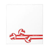 レッドホワイトバレーボール名前をカスタムする ノートパッド (正面)