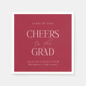 レッドホワイトパーソナライズされた応援グラードパーティー スタンダードカクテルナプキン (正面)