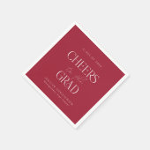 レッドホワイトパーソナライズされた応援グラードパーティー スタンダードカクテルナプキン (角)