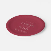 レッドホワイトパーソナライズされた応援グラードパーティー ペーパープレート (アングル)