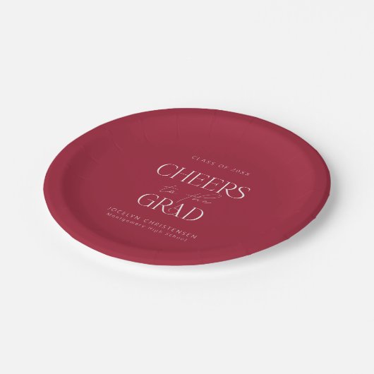 レッドホワイトパーソナライズされた応援グラードパーティー ペーパープレート (アングル)