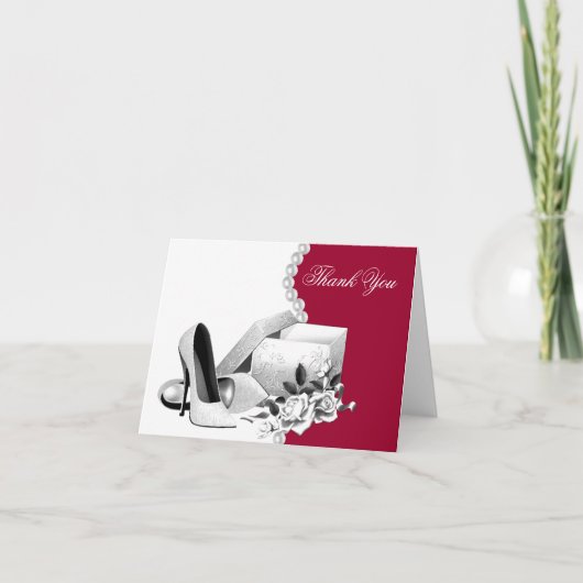 レッドホワイトパールハイヒールシューズサンキューカード サンキューカード (正面)