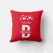 レッドホワイトヒッスターモノグラムハッピーバレンタインデー クッション (裏面)