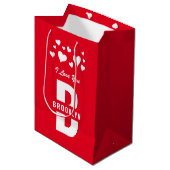 レッドホワイトヒッスターモノグラムハッピーバレンタインデー ミディアムペーパーバッグ (正面アングル)