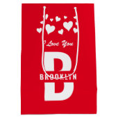 レッドホワイトヒッスターモノグラムハッピーバレンタインデー ミディアムペーパーバッグ (裏面)