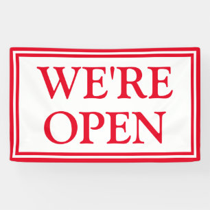 レッドホワイトビジネス私たちは開いているバナー 横断幕