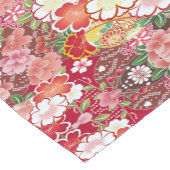 レッドホワイトピンク日本のフローラコットンダイニング ショートテーブルランナー (コーナー)