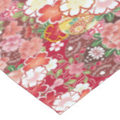 レッドホワイトピンク日本のフローラコットンダイニング テーブルクロス (アングル)
